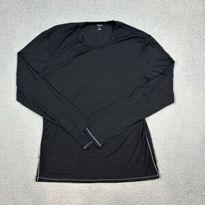 Icebreaker Mens XL Black Merino Wool Long Sleeve Baselayer Thermal Hiking